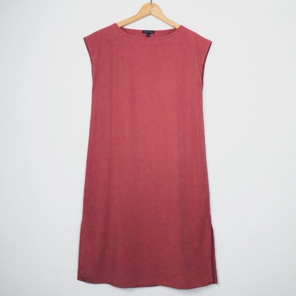 NWOT Eileen Fisher CHUTNEY Sandwashed Tencel Bateau Neck Midi Shift Dress M $228 - Picture 1 of 6